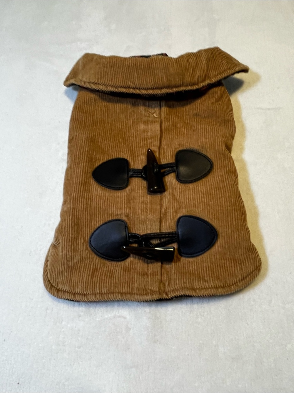 πΆπ€ Fab Dog Corduroy Toggle Dog Coat Jacket XS Plaid Lined π€πΆ - Picture 2 of 5